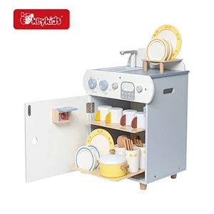 customize kids pretend play wooden dishwasher playset with accessories W10D857