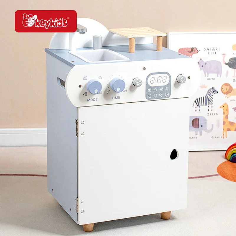 customize kids pretend play wooden dishwasher playset with accessories W10D857